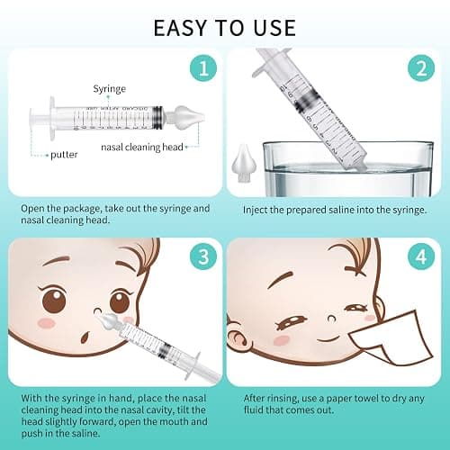 Baby Nasal Aspirator, 10ml Syringe Nasal Irrigator, Reusable Silicone Nasal Suction Tip, Nasal Syringe for Baby, Nose Cleaner Rinsing Device (2PCS) thumbnail 7