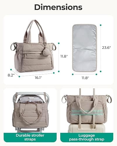 BAGSMART Diaper Bag Tote, Hospital Bag for Labor Delivery, Puffy Maternity Travel Diaper Tote, Baby Bag with Pacifier Case thumbnail 6