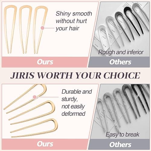 JIRIS 2PCS 4.2Inch French Hair Pins U-Shaped Pins for Women and Girls Fashion Metal Hair Pin French Twist Hair Pins for Buns, Updos,Stylish and Functional(set1-gold) thumbnail 3