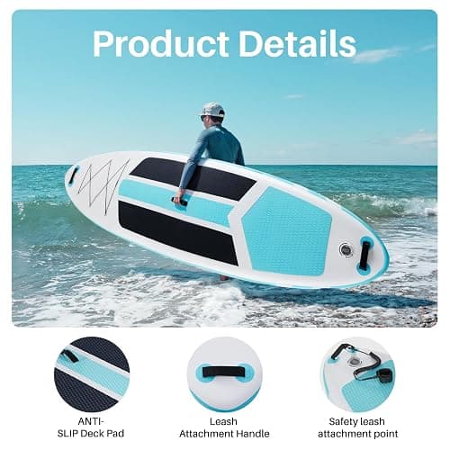 Extra Wide Inflatable Paddle Board,2-in-1 Adjustable Paddle Board for Adults,400lb Capacity Stand Up Stable Inflatable SUP, All Skill Levels,3 Detachable Fins,1 Backpack,Pump & Repair Kit thumbnail 4