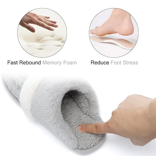 Cozy Slippers for Women Indoor and Outdoor Fuzzy House Shoes with Memory Foam Anti-Skid Sole Gifts for Women Mom Ladies thumbnail 2