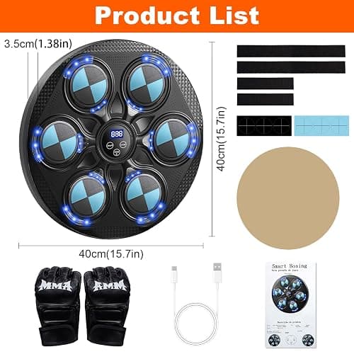 Music Boxing Machine,Bluetooth Music Boxing Machine with Boxing Gloves,15 Speed ​​Modes Musical Boxing Machine,Smart Wall Mounted Boxing Machine Target Training for Adults and Kids Home Exercise thumbnail 3