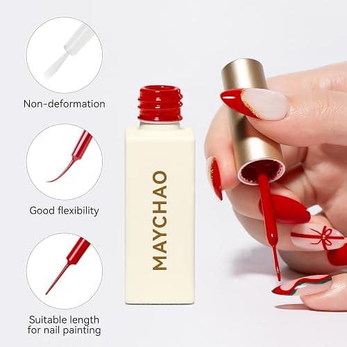 MAYCHAO Gel Nail Polish Art Liner 8ml Classic Red Build in Thin Brush for Swirl/Euphoria French Tips Manicure Painting DIY at Home thumbnail 4