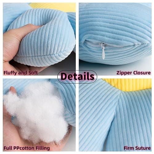 2 Pcs Blue White Flower Pillow Daisy Decorative Throw Pillows for Bed Couch | 15.35 Inch, Daisy Shaped, Fluffy and Soft, Cute Pillows for Girls Teens Women, Aesthetic Decor for Bed Sofa Bedroom Classroom thumbnail 6