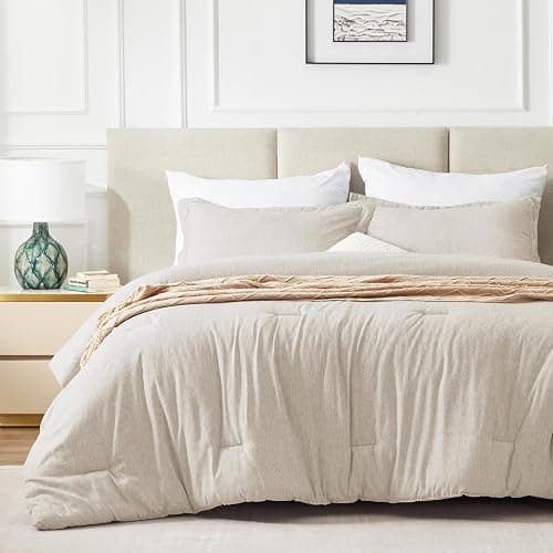 CozyLux Full Size Comforter Set - 3 Pieces Beige Soft Luxury Cationic Dyeing Bedding Comforter for All Season, Breathable Lightweight Fluffy Boho Bed Sets with 1 Comforter and 2 Pillow Shams thumbnail 8