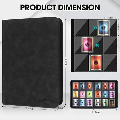 MewVeer Top Loader Card Binder, Holds 252 Top Loaders Storage, 9 Pockets with Sleeves, Trading Card Binder for Sports Cards, YGO/MTG Card Collection Binder - Black (Not for Cards WITHOUT a Top Loader) thumbnail 3
