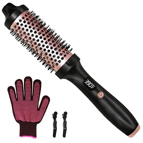 Thermal Brush, Heated Round Brush, Negative lon Heated Curling Brush 1.5 Inch, 3 Temp Settings,15s Heating, Dual Voltage Rose Gold Update Ceramic Tourmaline - Image 1