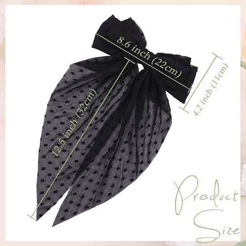 MRJ 4Pcs Chiffon Hair Bows for Women Big French Bows Hair Clips for Girls Hair Accessories Barrettes Metal Clips Bowknot Aesthetic thumbnail 5