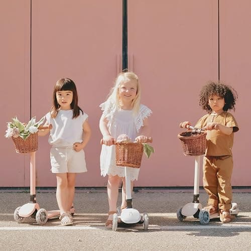 MomnLittle Kick Scooter for Kids Ages 3-10 (Beige/Pink/Navy/White) 3 Wheeled with LED Light-Up Wheels CPSC Certified Foldable and 4 Height Adjustable Toddler Scooters for Boys Girls thumbnail 7