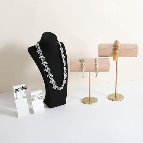 GemeShou Schwarz Halskette-Lagerbehälter-Organisator zum Verkauf, Sammet-Halskette-Halter-Ständer, Schmuck-Büste-Ausstellung-Ständer, Schmuck-Mannequin für die Theke【Schwarz - Mittlere】 thumbnail 6