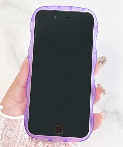 Qokey for iPhone SE(2020/2022) & 8/7 Case - Glitter Star & Curved Edge Handle Grip Design, Military-Grade Shockproof Clear TPU Cover, Sparkle Protection + Scratch-Resistant, Holographic Purple Bow thumbnail 6