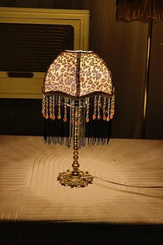 Vintage Leopard Print Table lamp/Handmade Personalized Tassel Table lamp/Small Bedside Table lamp for Bedroom/Housewarming Gift lamp Zipper Table lamp with Power Socket thumbnail 3