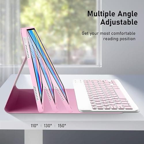 Case with Keyboard for iPad 11th Generation A16 11 inch 2025, UK layout Keyboard Case for ipad 10th Gen 2022, Slim Case with Detachable Bluetooth Keyboard and Pencil Holde for iPad 11/10 Gen, Pink thumbnail 5