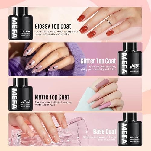 MEFA Gel Nail Polish Kit with U V Light, 32 Colors All Seasons Soak Off 60 Pcs Gel Polish Nail Set with Matte/Glossy Glitter Base Top Coat Manicure Tools Nails DIY Decorations Gifts for Women thumbnail 7