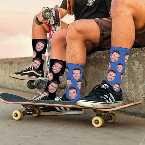 ShineSand Custom Face Socks with Picture, Personalized Socks with Photo Customized Unisex Funny Crew Sock Gifts for Men Women thumbnail 5