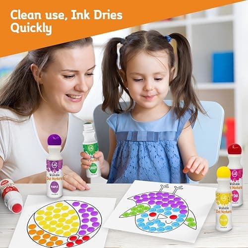Dot Markers for Toddlers and Kids,6 Color Bingo Daubers, Dot Art Washable Paint for Kids, Bingo Markers, Toddler Arts and Crafts, Kindergarten Classroom Must Haves thumbnail 2