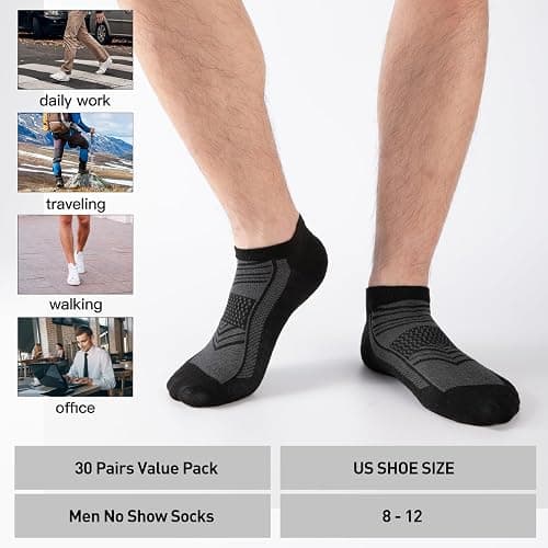 EverKnits 30 Pairs Lightweight Ankle Socks Men/Women - Breathable Bulk Thin Low Cut Socks Value Pack thumbnail 2