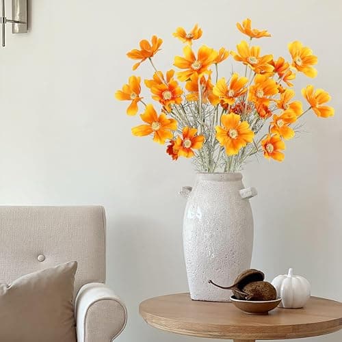 6PCS Cosmos Faux Flowers 24'' Orange Fake Flowers Artificial Daisies Silk Wildflower Stems for Wedding Party Kitchens Home Decoration(Orange) thumbnail 7