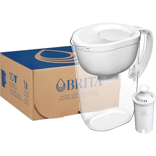 Brita Large Water Filter Pitcher for Tap and Drinking Water, Includes 1 Standard Filter, BPA-Free, Lasts Two Months, 10-Cup Capacity, Bright White thumbnail 15