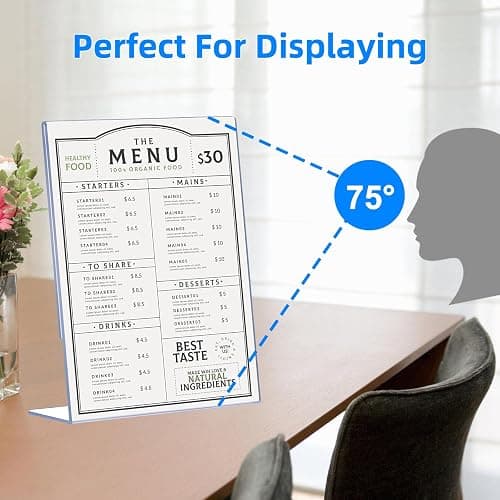 6 Pack Slanted Back Acrylic Sign Holders 5x7 for Business & Store, Tabletop Vertical Sign Holder with Anti-Slip Pads Clear Display Stand, for Menus Flyers Documents Office Restaurants Party Decoration thumbnail 6