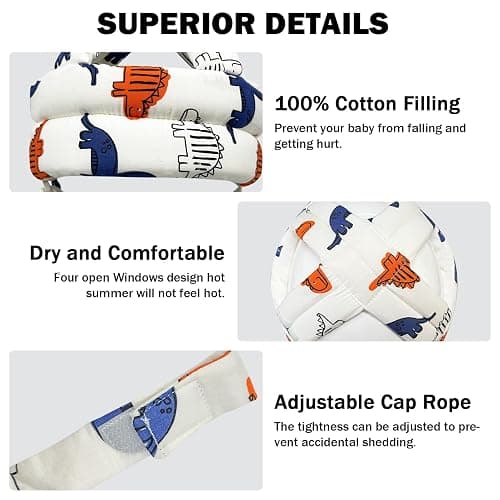 Baby Head Protector for Crawling Walking, Baby Helmet Adjustable No Bumps and Soft Cushion, Infant Safety Cap for Kid Learning to Walk thumbnail 5