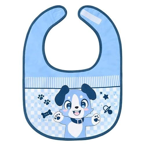 Littleforbig Cotton Waterproof Babydoll Printed Adult Bib with Adjustable Hook-and-Loop Fastener Closure - Little Blue Bib - Image 1