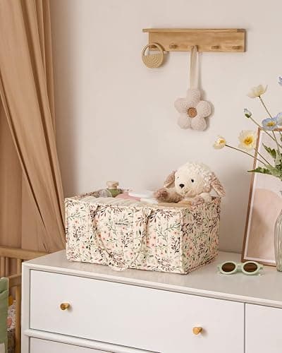 Blissful Diary Nappy Caddy Organiser, Baby Diaper Caddy for Nappy Station, Stylish Storage Basket for Newborn Essentials, Baby Shower Gifts for Girl or Boy,Pastoral Daisy thumbnail 7