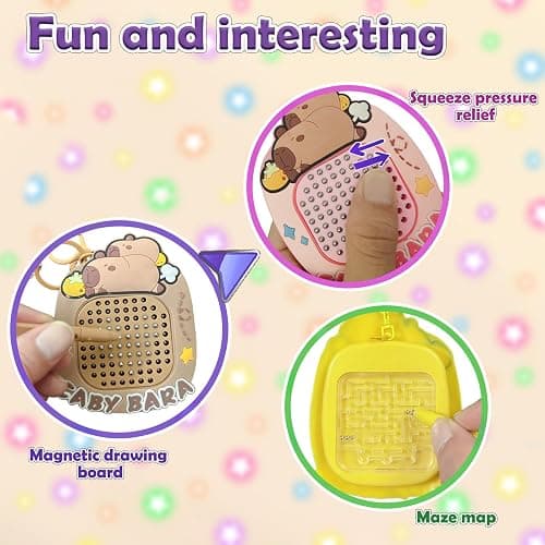 Echehi 3pcs Fidget Keyring, Fidget Toys with Magnetic Drawing Board and Maze Map, Sensory Fidget Toys for Adults and Child to Relieve Anxiety. katifidget3 thumbnail 5
