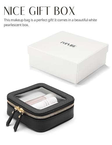 Popvibe Small Clear Makeup Bag for Purse, Travel Cosmetic Case, Black, Mini | Waterproof PU Leather, Transparent Square Make Up Pouch with Zipper, Tiny Toiletry Organizer Bag for Women Car Essentials Bag thumbnail 8