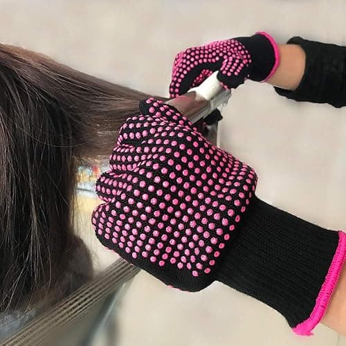 Professional Heat Resistant Glove Non Slip Silicone Bump for Hair Styling Heat Blocking for Curling, Flat Iron and Curling Wand Suitable for Left and Right Hands, 1 Piece thumbnail 2