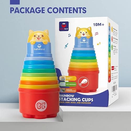 hahaland Stacking Toys for Toddlers 1-3 - Stacking Cups - Toddler Toy Age 1-2 Learning Montessori Toys for 1 Year Old Boy Baby Stacking Cups 12-18 Months thumbnail 9