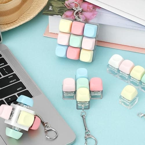 5Pcs Adult Keyboard Clicker Toy, Decompression Toys, Mechanical Keyboard Keychain Toy, Cube Key Button to Relief Pass thumbnail 6