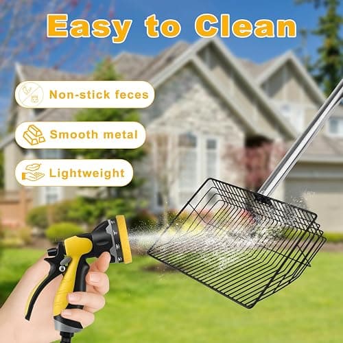 10 Inch Large Chicken Poop Scooper, 5 in 1 Chicken Coop Scoop with 22" to 67" Adjustable Stainless Steel Handle, Litter Sifting Shovel for Chicken Coop, Farm, Sheep Pen, Cat Litter, Stable Cleaning thumbnail 7