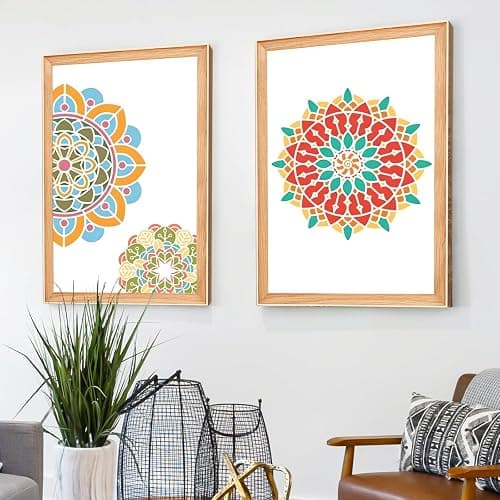 Mandala Stencils for Painting, Small Diwali Rangoli Stencils for Crafts on Wood Wall Furniture Fabric Tile Rock Mat, Plastic Drawing Templates for Diwali Decorations DIY Projects & Home Decor thumbnail 2