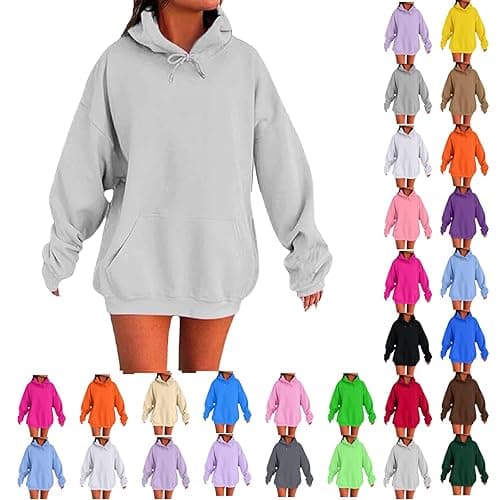 Womens Oversized Hoodies Cute Sweatshirts Fleece Hooded Pullover Tops Sweaters Casual Comfy Fall Fashion Outfits Clothes