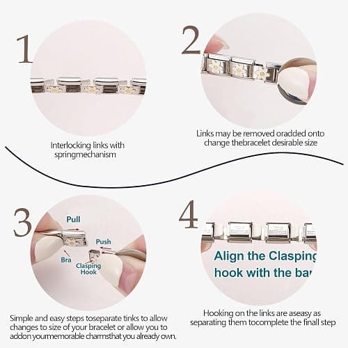papasgix 23pcs Italian Charm Bracelet Gold Silver Set with Starter Brascelet, Assorted Charms and Opening Tools, 9mm Modular Italian Charm Bracelet Links Handmade DIY Jewelry Gifts, one, Stainless thumbnail 2