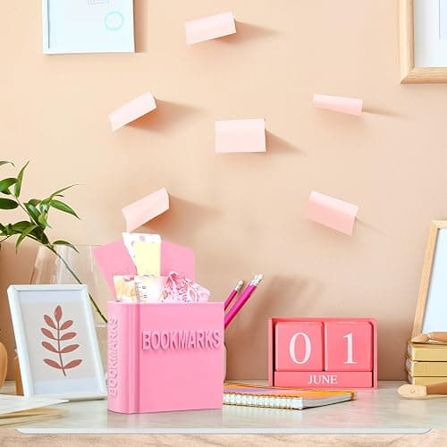 Honeydak 3D Printed Book Shaped Bookmark Holder Bookmark Holder Display Teacher Appreciation Gifts Office Desk Supplies Funny Bookmark Accessories(Pink) thumbnail 6