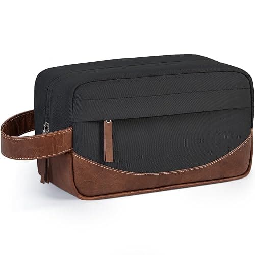 Ezday Travel Toiletry Bag for Men, Hanging Toiletry Organizer, Water Resistant Shaving Kit with Large Capacity for Travel Accessories (Black, Medium) - Image 1