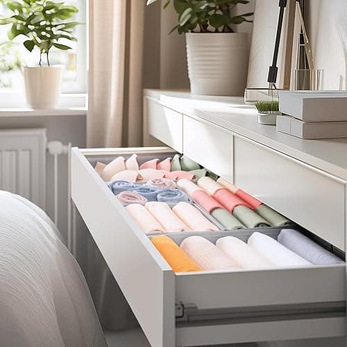 Criusia Drawer Organizer Clothes, 10 Pack Dresser Organizer for Baby Clothes, Underwear, Sock- Foldable Closet Organization and Storage Dividers Bins for Nursery, Bedroom (Grey) thumbnail 8