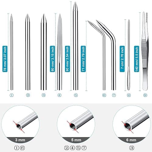 Ferraycle 12-Piece Paracord Fid Set - Stainless Steel Knotter Tools, Marlinspike Set, Lacing Needles, Smoothing Tool for Leather or Paracord Work (Dark Blue) thumbnail 2