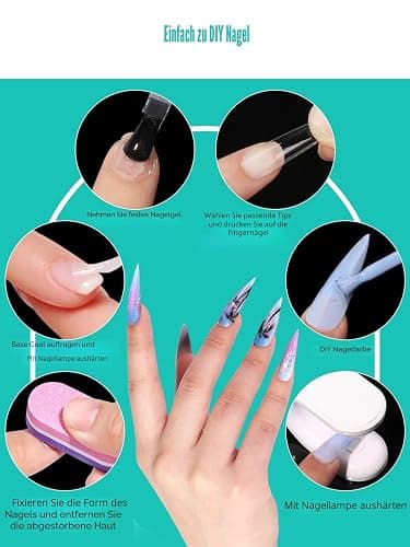 Deciniee Nageltips, 240 Stück Volle Abdeckung Quadratische Gerade Nagelspitzen Nails Tips für Gelnägel, 12 Größen Nail Tips, Soft Gel Nageltips Nagelspitzen für Nagelstudios und Diy Nail Art Zu Hause thumbnail 5