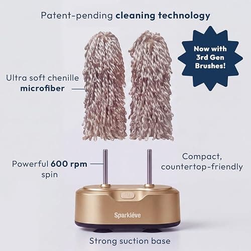 Home Glassware Polisher, World's First Affordable Spinning Glass Polisher, 600 RPM Dries, Polishes, All Glasses, Wet Glass and Spin For Sparkling Glassware, Champagne, Premium Painted thumbnail 4