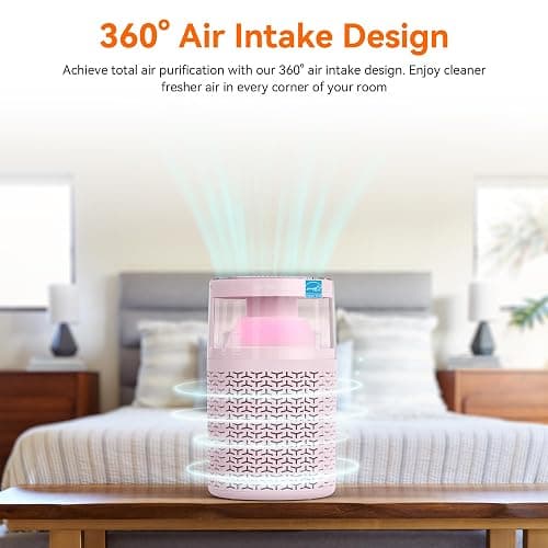 AIRROMI Pet Air Purifier for Home & Bedroom, HEPA Activated Carbon Filter, Removes Pet Dander & Odor, Allergies, Smoke, Hair, Night Light, Fragrance Sponge, Up to 658 ft², A2002 Pink thumbnail 7