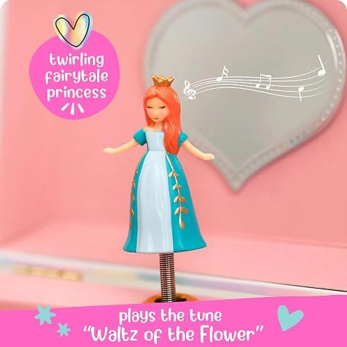 Giggle & Honey Musical Princess Jewelry Box for Girls - Kids Jewelry Box with Spinning Princess, Princess Gifts for Girls, Unicorn Toys - 6 x 4.7 x 3.5 in thumbnail 6
