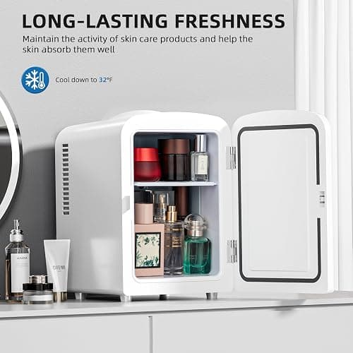 Electactic Compact Refrigerator, Portable Mini Fridge, Skin Care 4L Capacity/6 Cans, for Bedroom, Car, Office & Dorm, Small Cooler for Cosmetics, Beverage and Food, White thumbnail 6