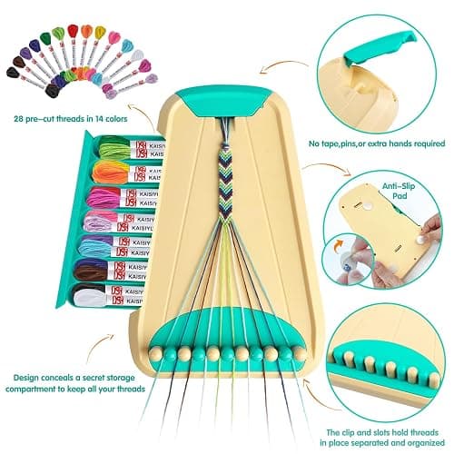 Arts and Crafts for Kids Ages 8-12,Friendship Bracelet Making Kit for Girl,Kids Jewelry Making Kit with 28 Pre-Cut Threads,Christmas Birthday Gifts for Ages 6 7 8 9 10 11 12 Year Old (Cyan) thumbnail 2