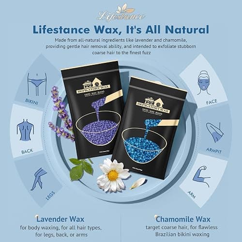 Lifestance Complete Home Waxing Kit, L1 Hard Wax Warmer for Hair Removal, Brazilian Bikini Wax Kit for Women Men, 59 Items, No-Mess Silicone Liner, Wax Heater, Hot Wax Pot for Body Leg Face Eyebrow thumbnail 3