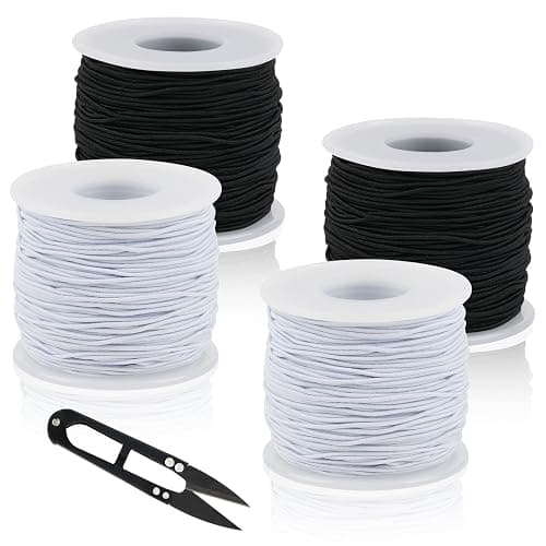 NIUBIER 4 Rolls Elastic String for Bracelets, 1 MM 660 Feet Stretchy Bracelet String, Sturdy Elastic Cord for Craft Necklace Jewelry Making (2 Black + 2 White) - Image 1