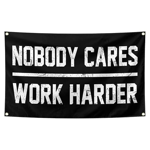 Nobody Cares Work Harder Motivational Gym Banner 3x5 Feet With 4 Brass Gaskets Tapestry Flag.Inspire Your Fitness Wall Decor. - Image 1