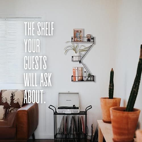 KOTIJOKI Fire Escape Wall Shelf – New York Decorative Floating Shelf – Wall Art Ladder Shelf – Black Metal Trinket Shelves for Bedroom, Home, Office, Storage and Display (2.5-Tier) thumbnail 7